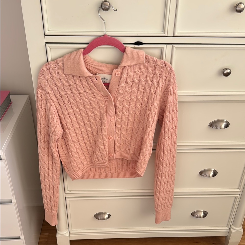 Pink Cable Knit Sweater - Aritzia